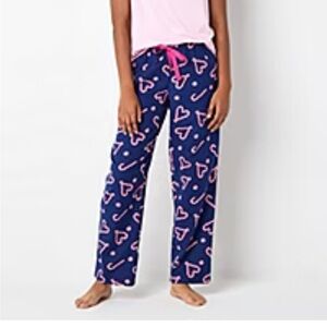 Sleep Chic candy cane Heart Print Pajama Pants size XXL navy blue Christmas PJs